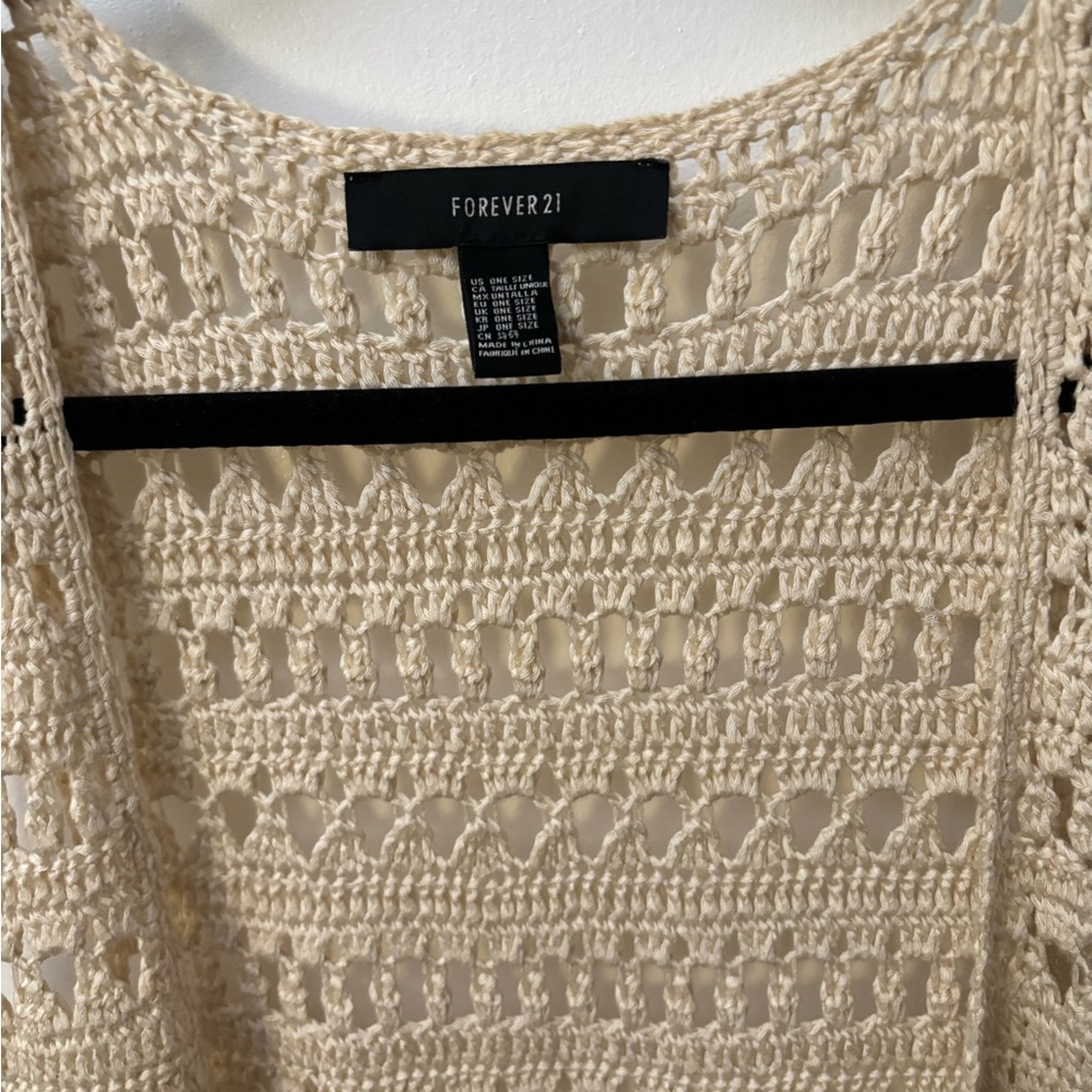 Forever 21 Cream Crochet Fringe Vest - Picture 2 of 3